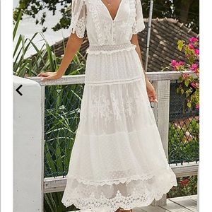 maxi  dress sheer back M lace detail bohemian
